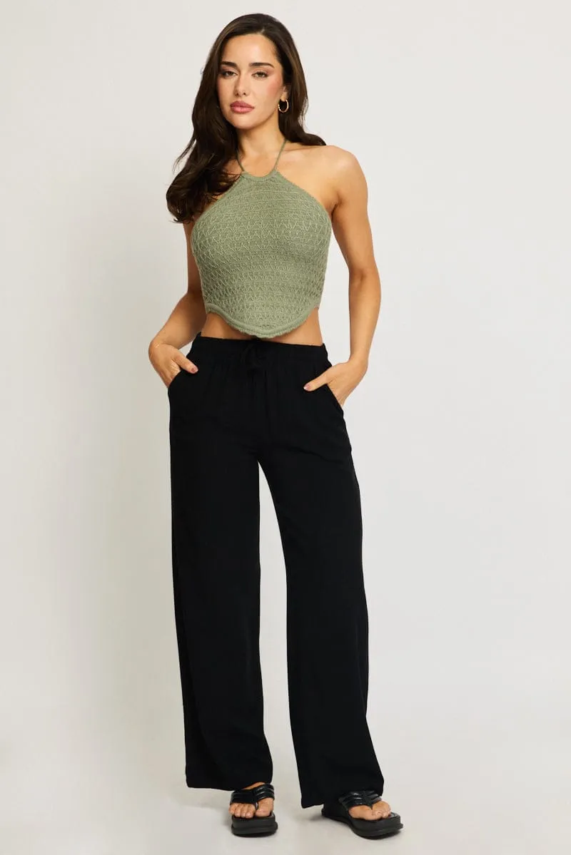 Black Stripe Wide Leg Pants sold by Ally Fashion product image thumbnail 3