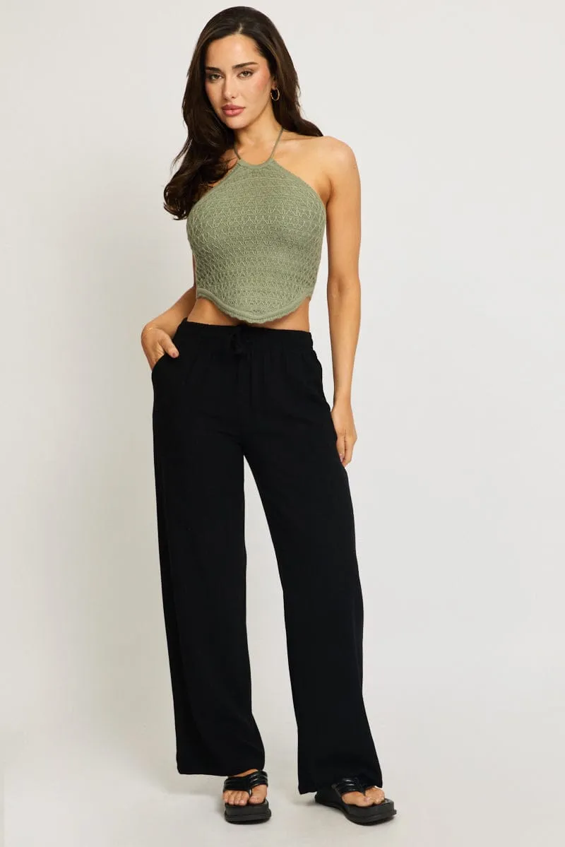 Black Stripe Wide Leg Pants sold by Ally Fashion
