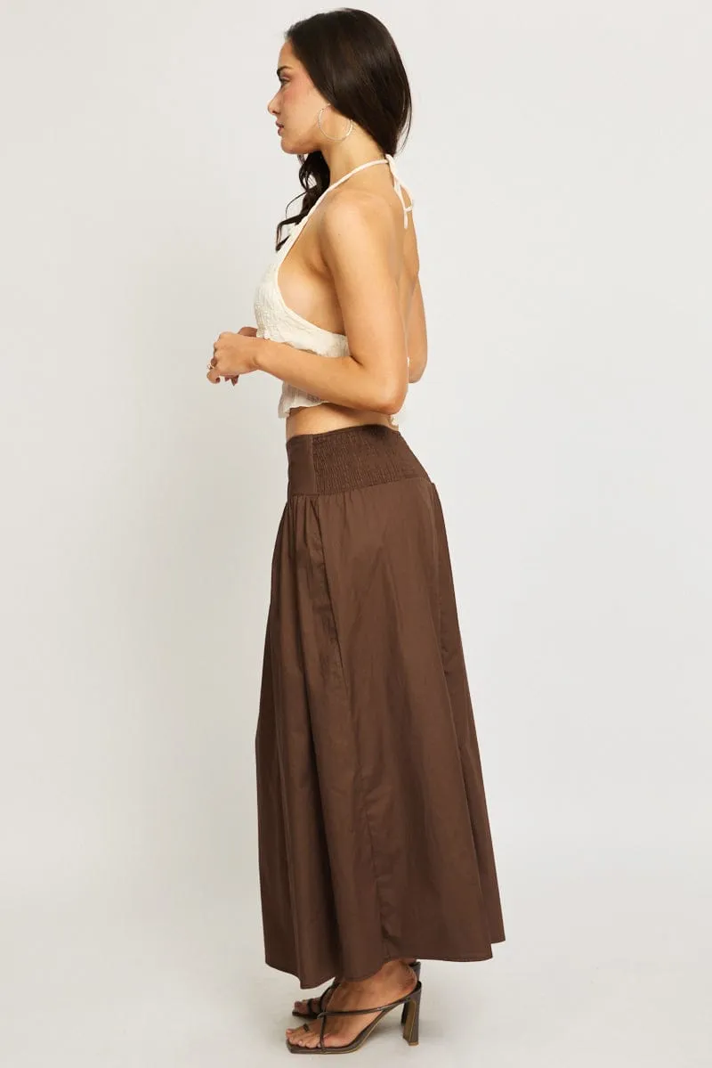 Brown Maxi Skirt Drop Waist Shirred Back sold by Ally Fashion product image thumbnail 4