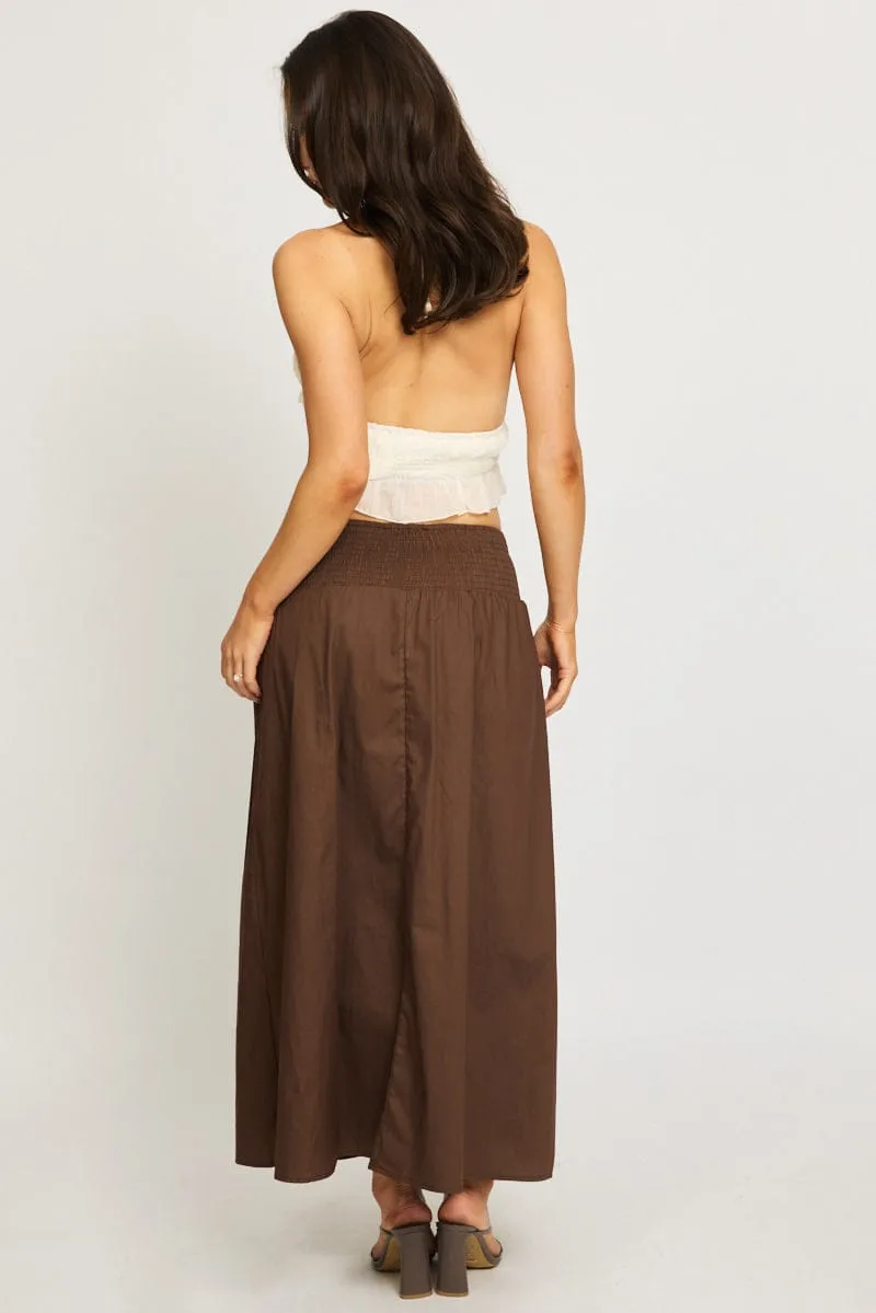 Brown Maxi Skirt Drop Waist Shirred Back sold by Ally Fashion product image thumbnail 5