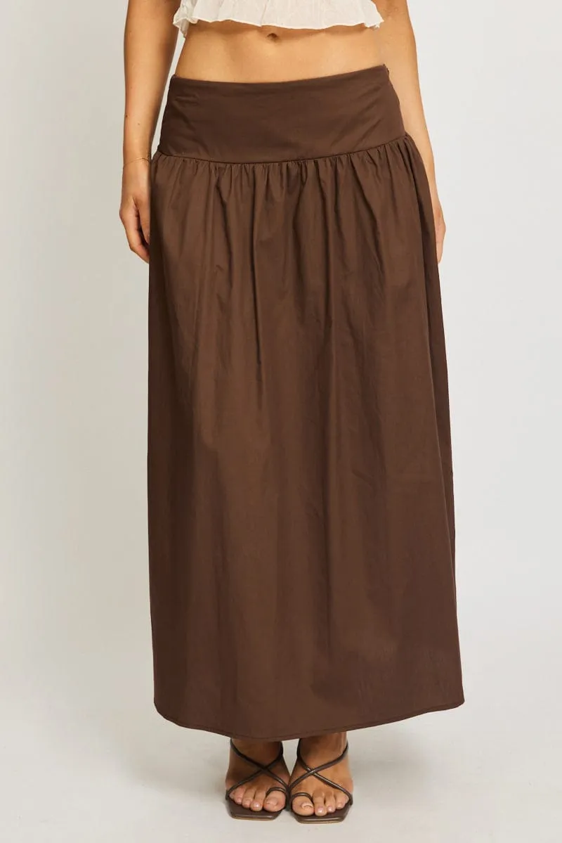 Brown Maxi Skirt Drop Waist Shirred Back sold by Ally Fashion product image thumbnail 2