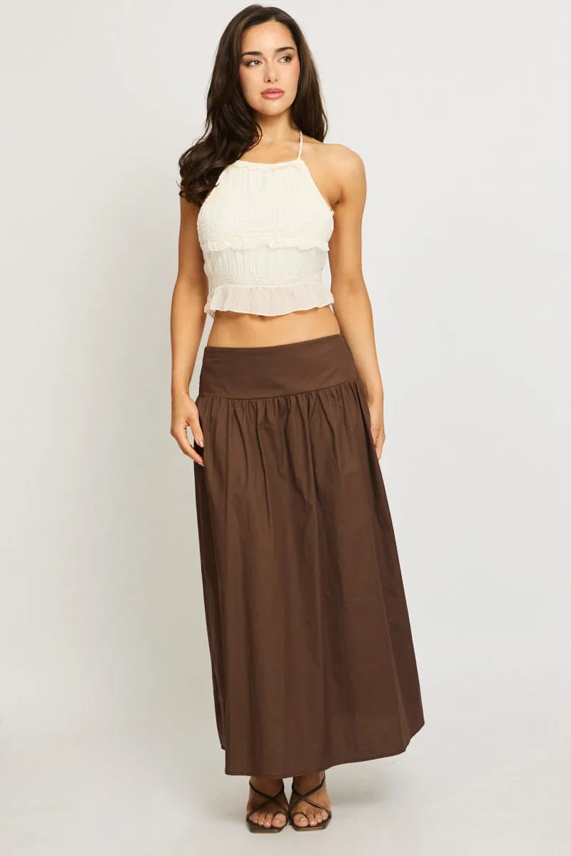 Brown Maxi Skirt Drop Waist Shirred Back sold by Ally Fashion product image thumbnail 3