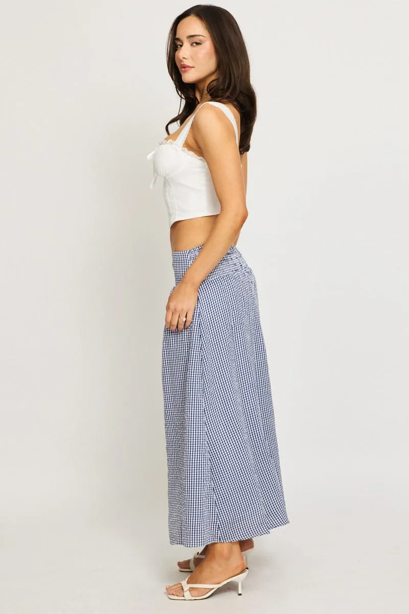 Blue Check Maxi Skirt Drop Waist Shirred Back sold by Ally Fashion product image thumbnail 3
