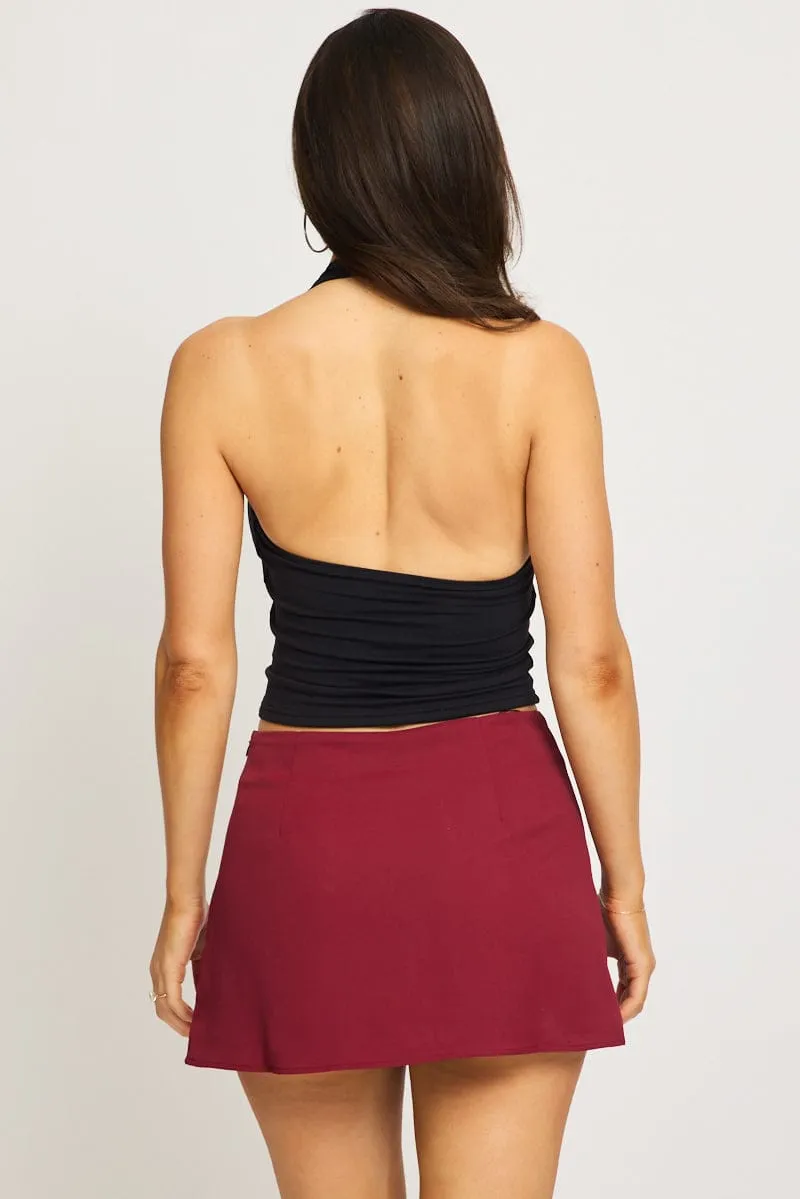Red Mini Skort Mid Rise Tailored Lined sold by Ally Fashion product image thumbnail 5
