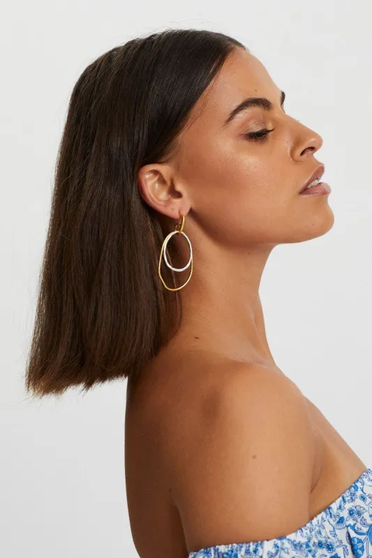 Metallic Drop Hoop Earrings sold by Ally Fashion