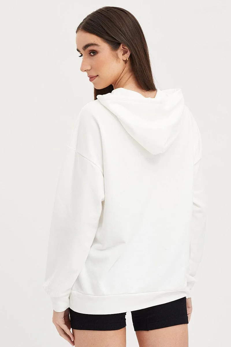 White Graphic Hooded Sweat Long Sleeve Oversized sold by Ally Fashion product image thumbnail 5