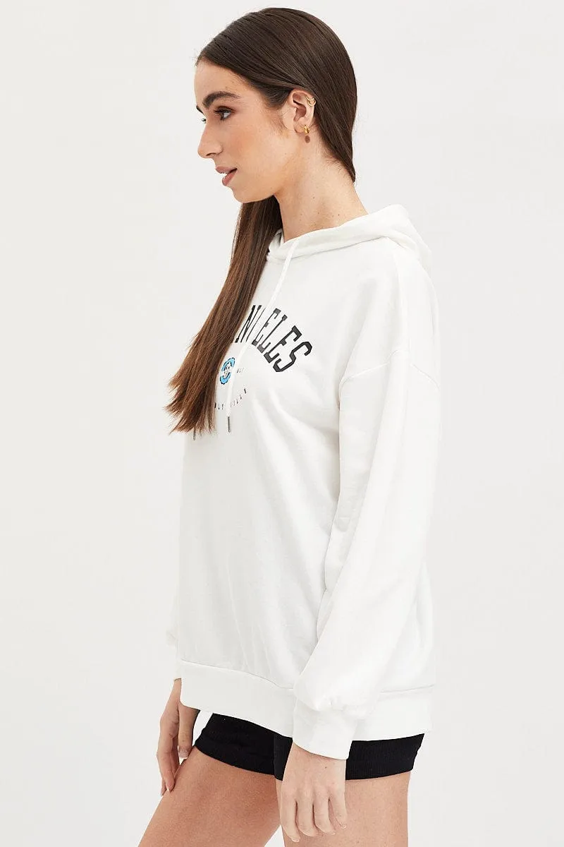 White Graphic Hooded Sweat Long Sleeve Oversized sold by Ally Fashion product image thumbnail 4