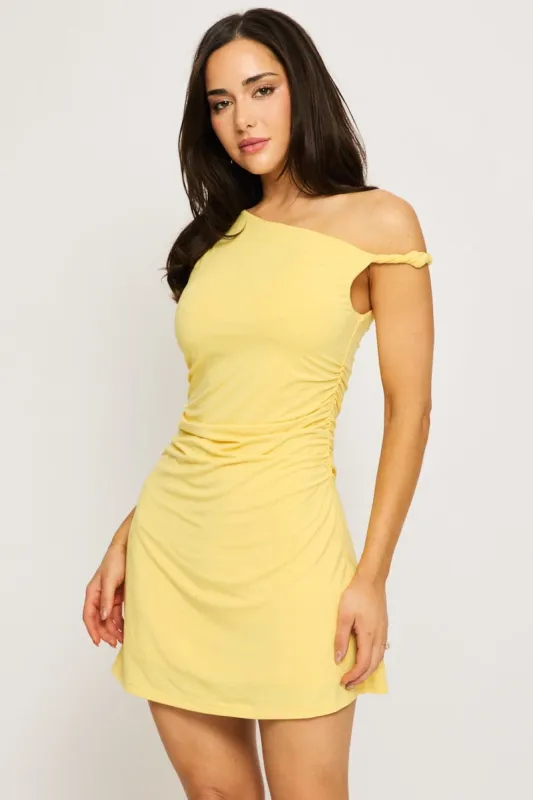 Yellow Mini Dress Off Shoulder sold by Ally Fashion