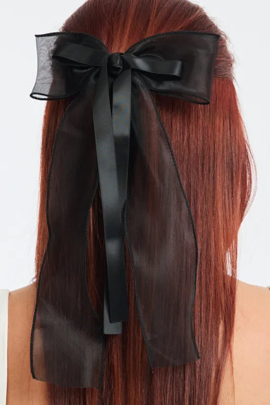 Black Organza Hair Bow sold by Ally Fashion