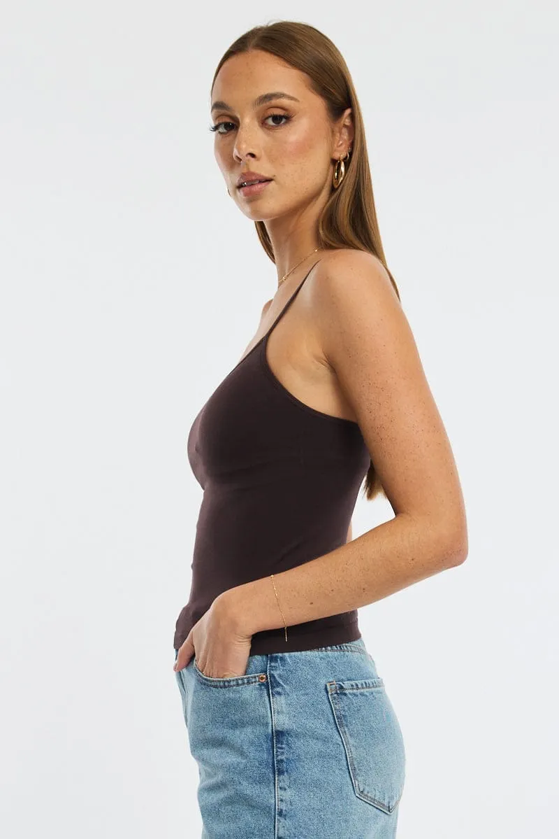 Brown Singlet Top Seamless sold by Ally Fashion product image thumbnail 3