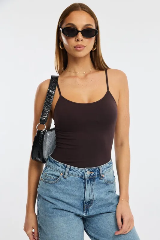 Brown Singlet Top Seamless sold by Ally Fashion