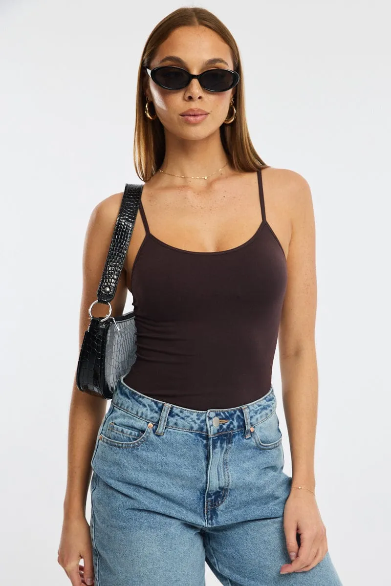 Brown Singlet Top Seamless sold by Ally Fashion