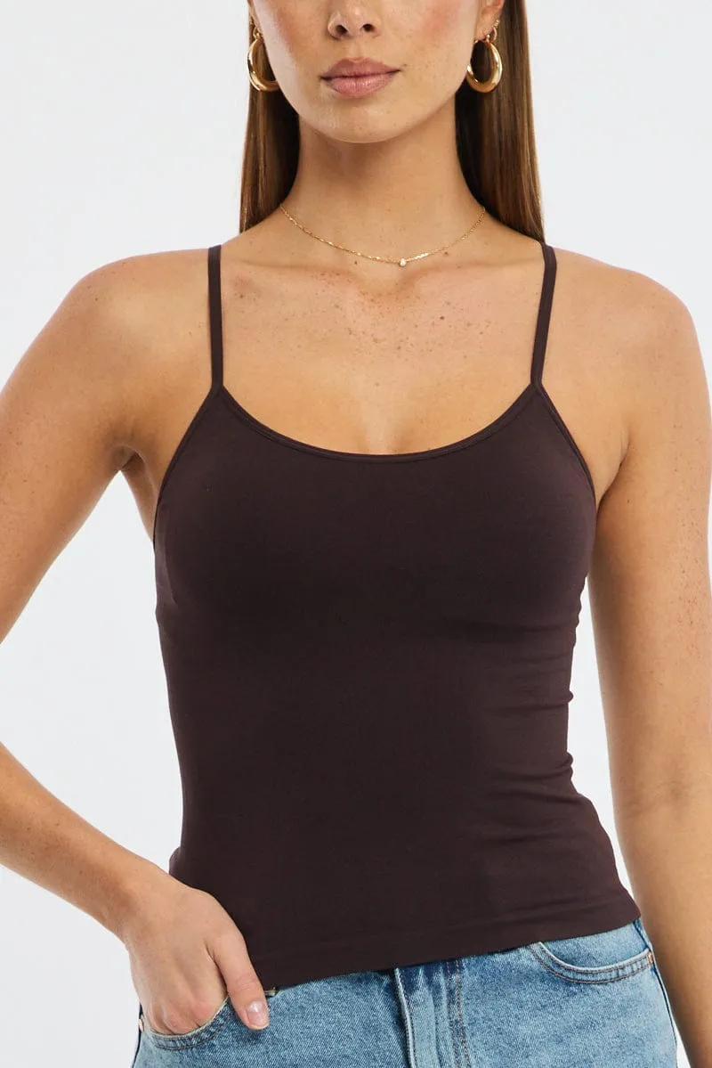 Brown Singlet Top Seamless sold by Ally Fashion product image thumbnail 5