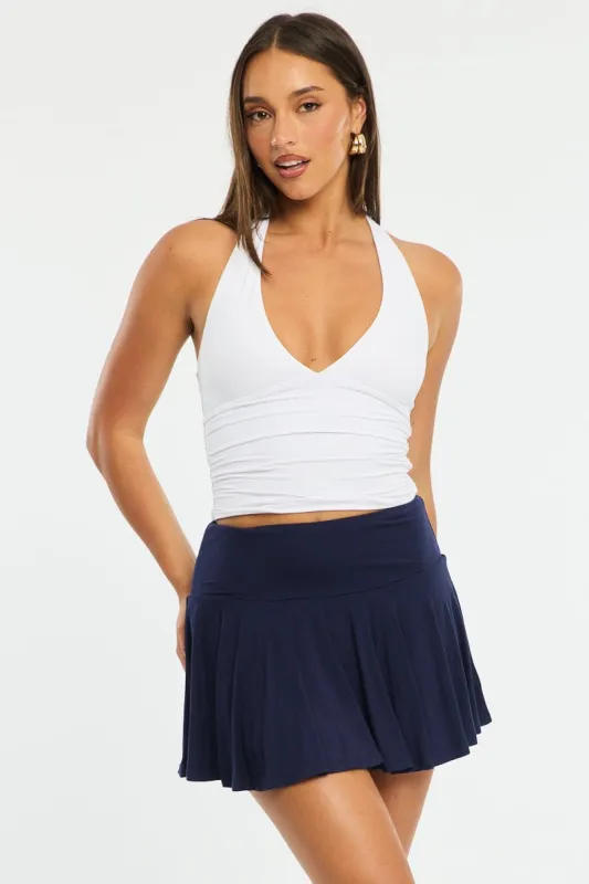 Blue Mini Skort Skirt Elasticated Waist Shorts Lined sold by Ally Fashion