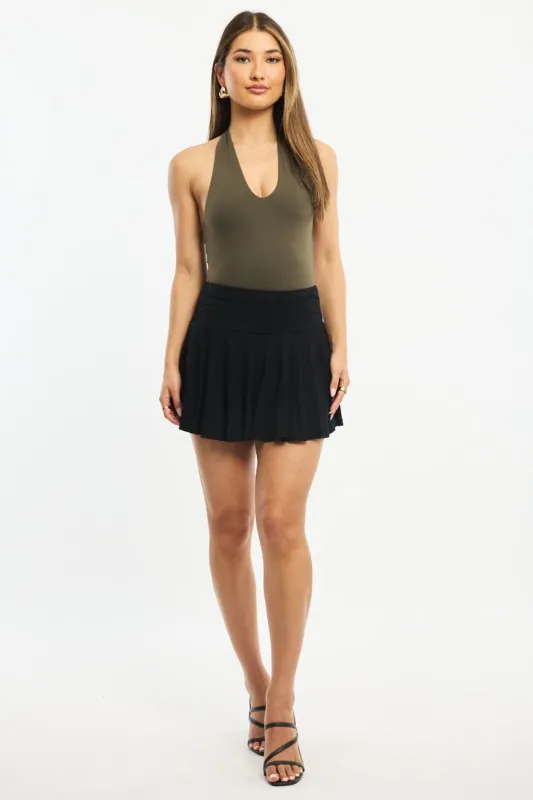 Black Mini Skort Skirt Elasticated Waist Shorts Lined sold by Ally Fashion