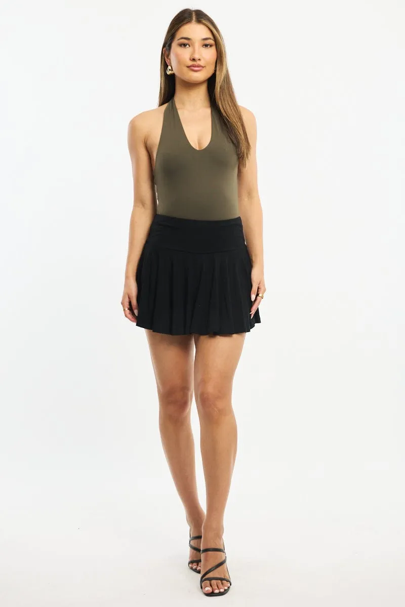 Black Mini Skort Skirt Elasticated Waist Shorts Lined sold by Ally Fashion