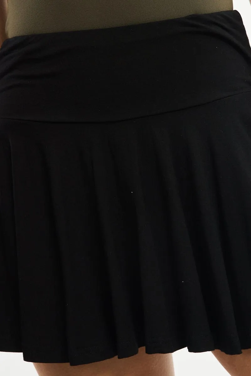 Black Mini Skort Skirt Elasticated Waist Shorts Lined sold by Ally Fashion product image thumbnail 5