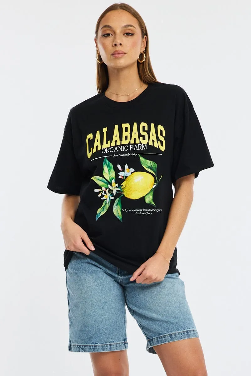 Black Graphic Tee Short Sleeve sold by Ally Fashion