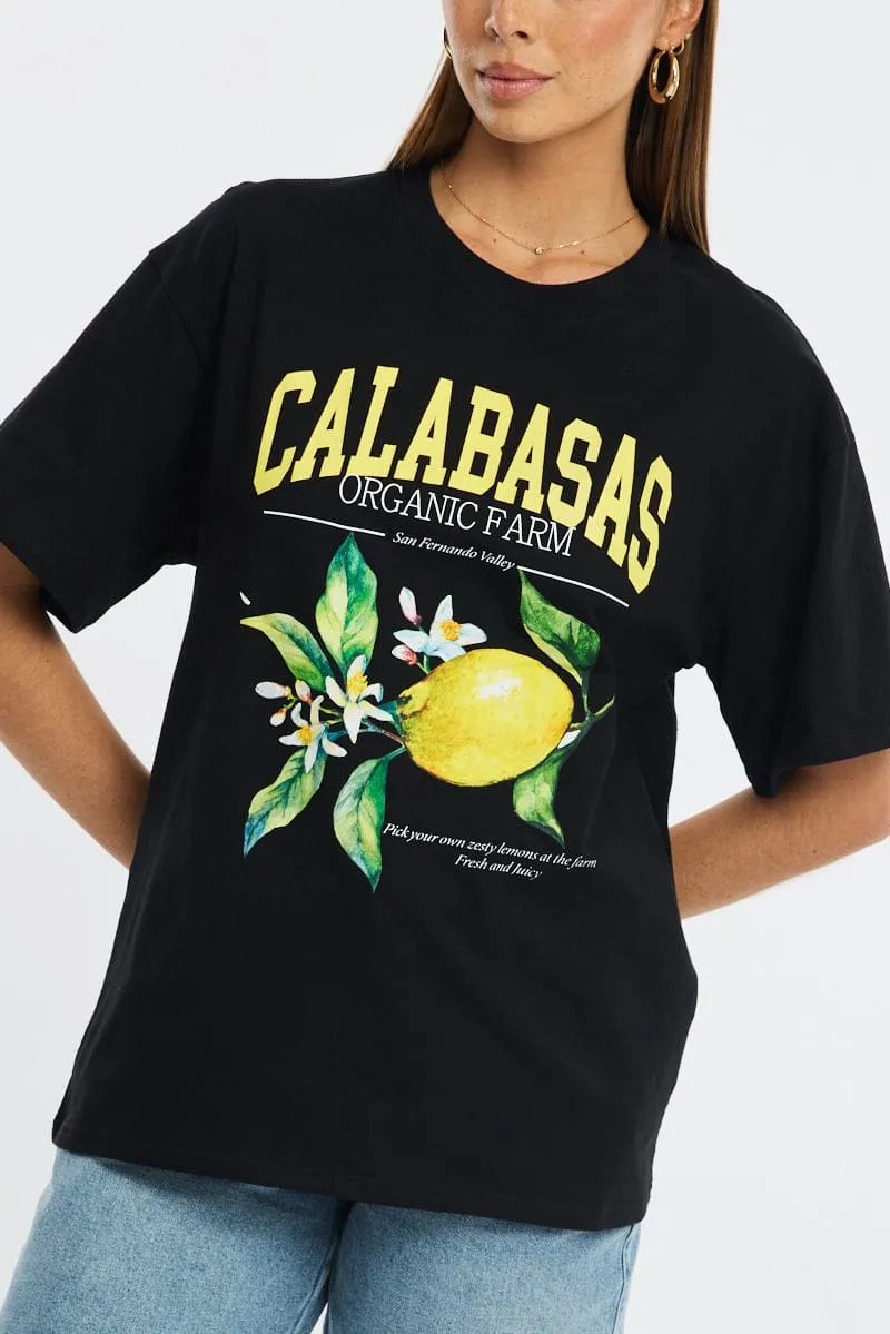 Black Graphic Tee Short Sleeve sold by Ally Fashion product image thumbnail 5