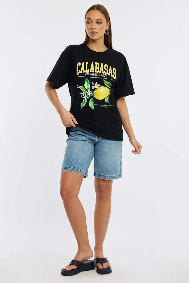 Black Graphic Tee Short Sleeve sold by Ally Fashion product image thumbnail 2