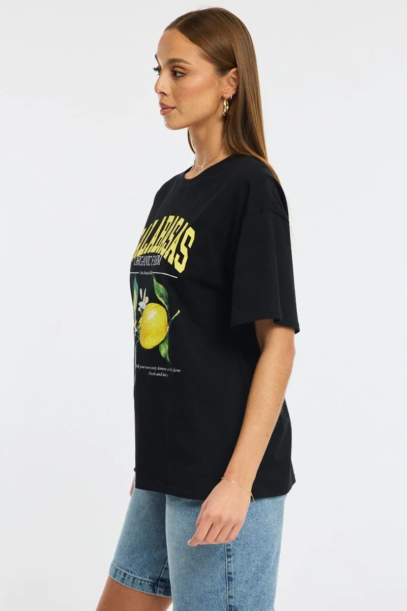 Black Graphic Tee Short Sleeve sold by Ally Fashion product image thumbnail 3