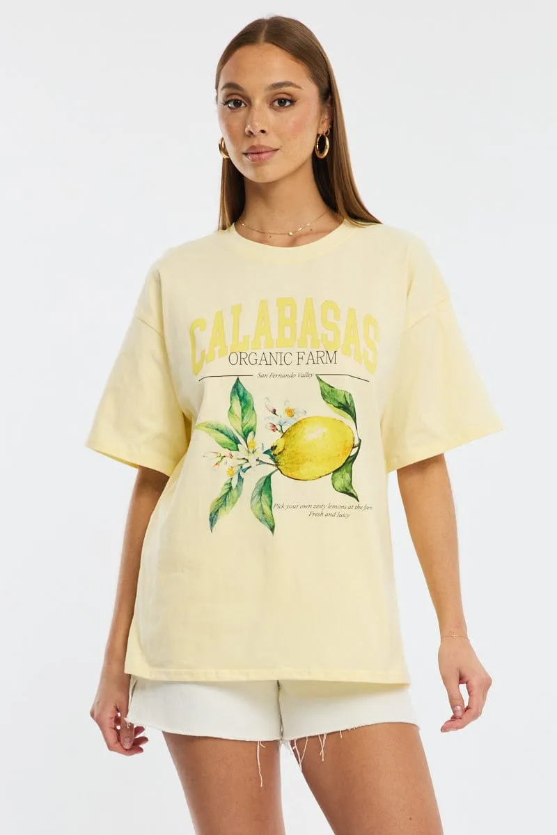 Yellow Graphic Tee Short Sleeve sold by Ally Fashion