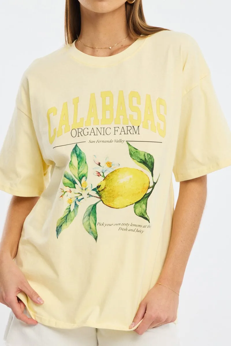 Yellow Graphic Tee Short Sleeve sold by Ally Fashion product image thumbnail 5