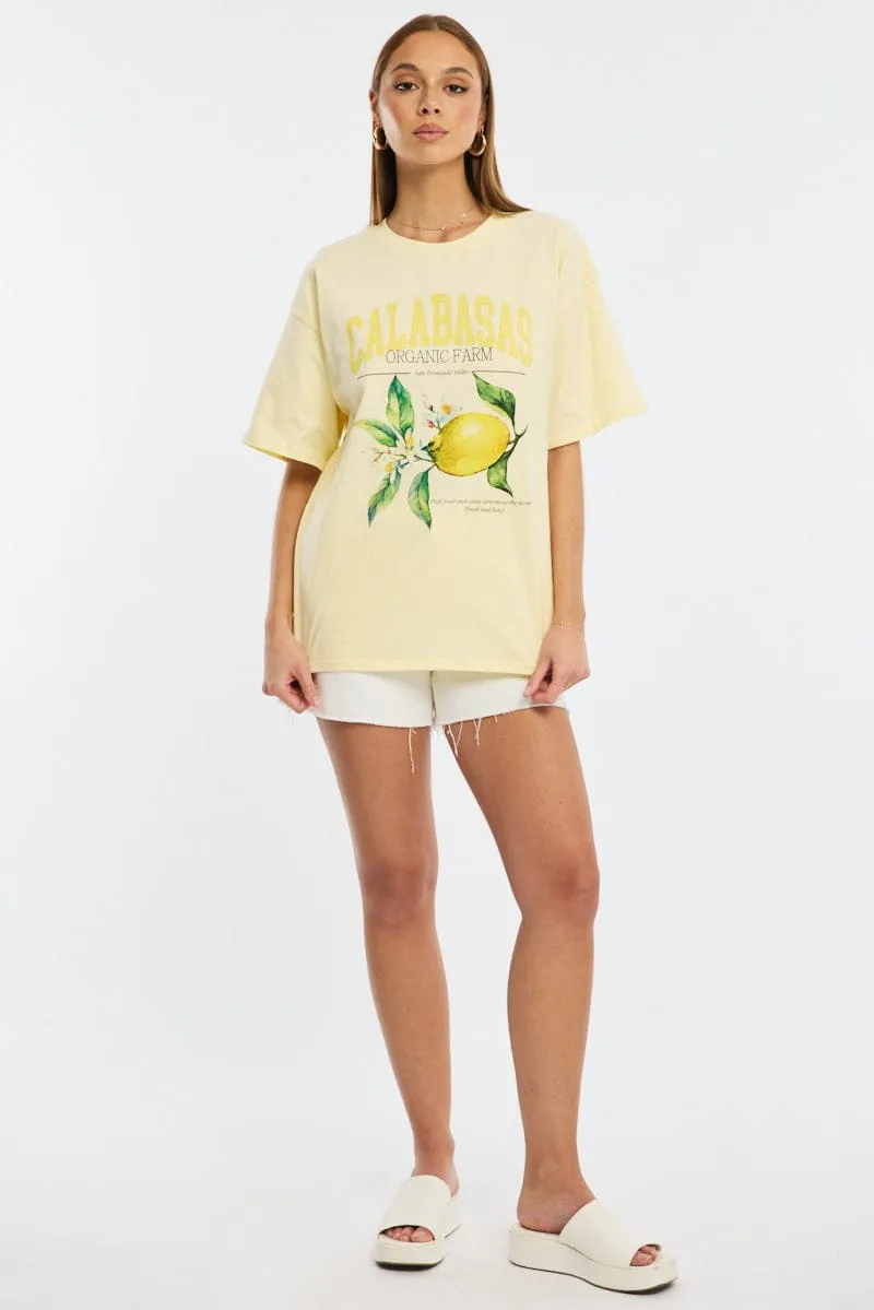 Yellow Graphic Tee Short Sleeve sold by Ally Fashion product image thumbnail 2