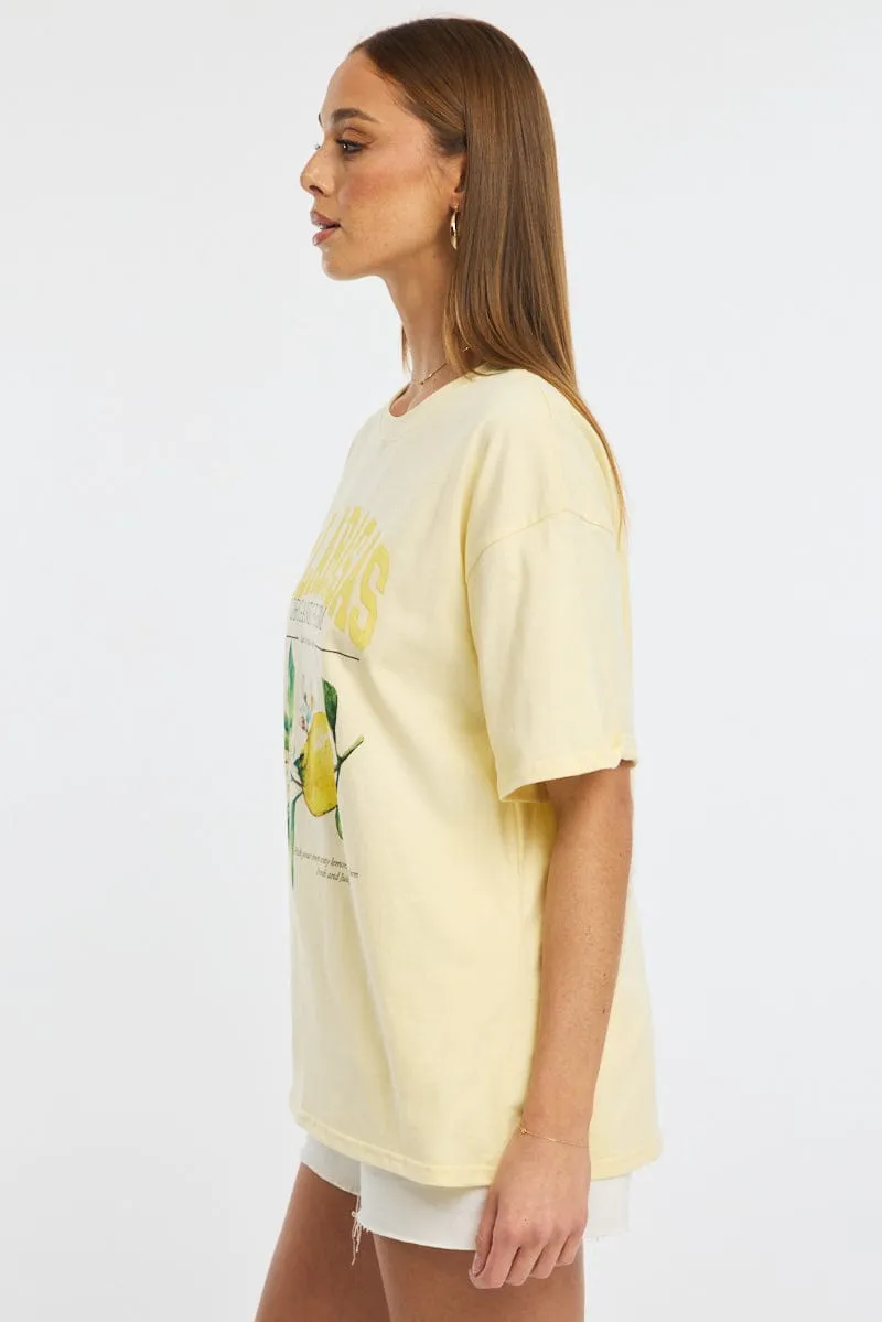 Yellow Graphic Tee Short Sleeve sold by Ally Fashion product image thumbnail 3