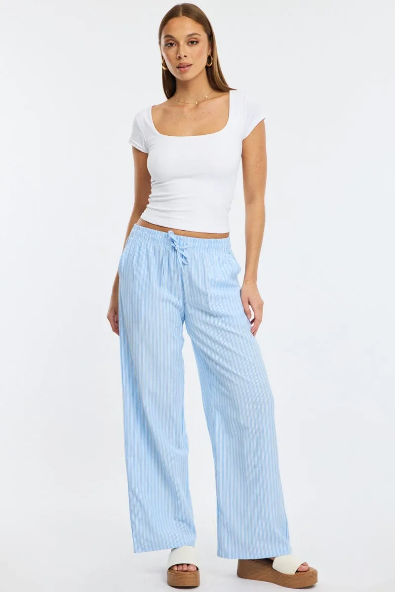 Blue Stripe Wide Leg Pants sold by Ally Fashion product image thumbnail 3
