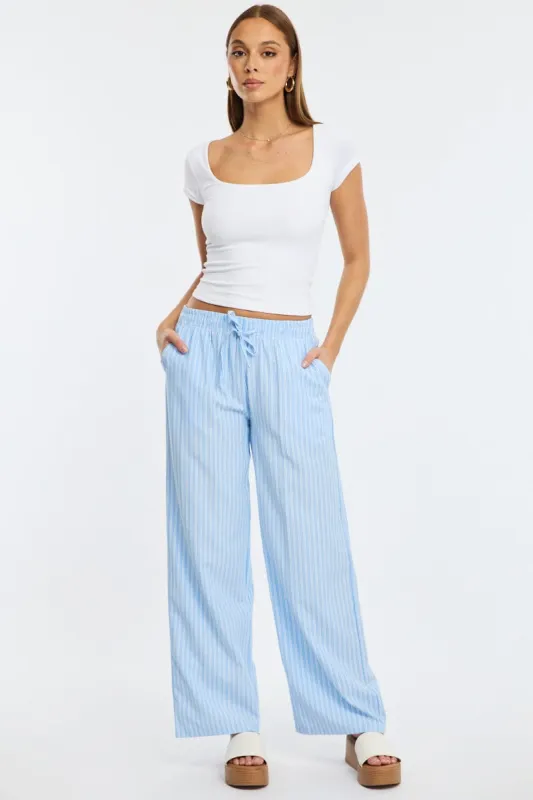 Blue Stripe Wide Leg Pants sold by Ally Fashion