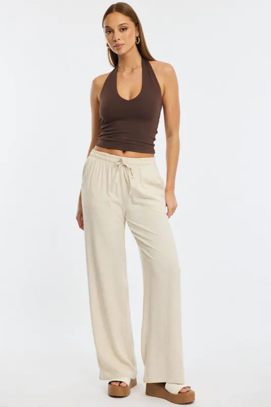 Beige Stripe Wide Leg Pants sold by Ally Fashion