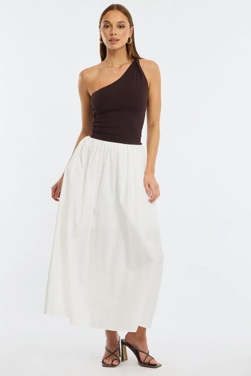 White Maxi Skirt High Rise A-line Volume Cotton sold by Ally Fashion product image thumbnail 3