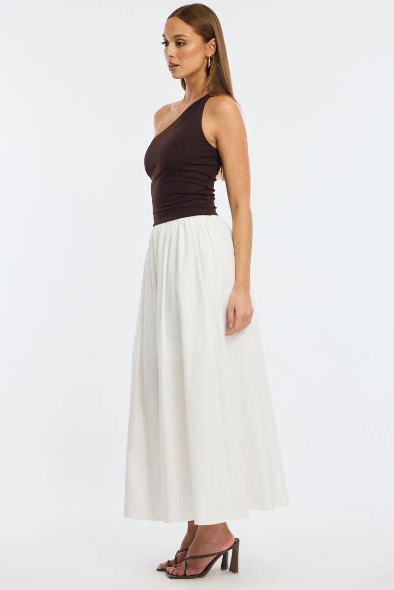 White Maxi Skirt High Rise A-line Volume Cotton sold by Ally Fashion product image thumbnail 4