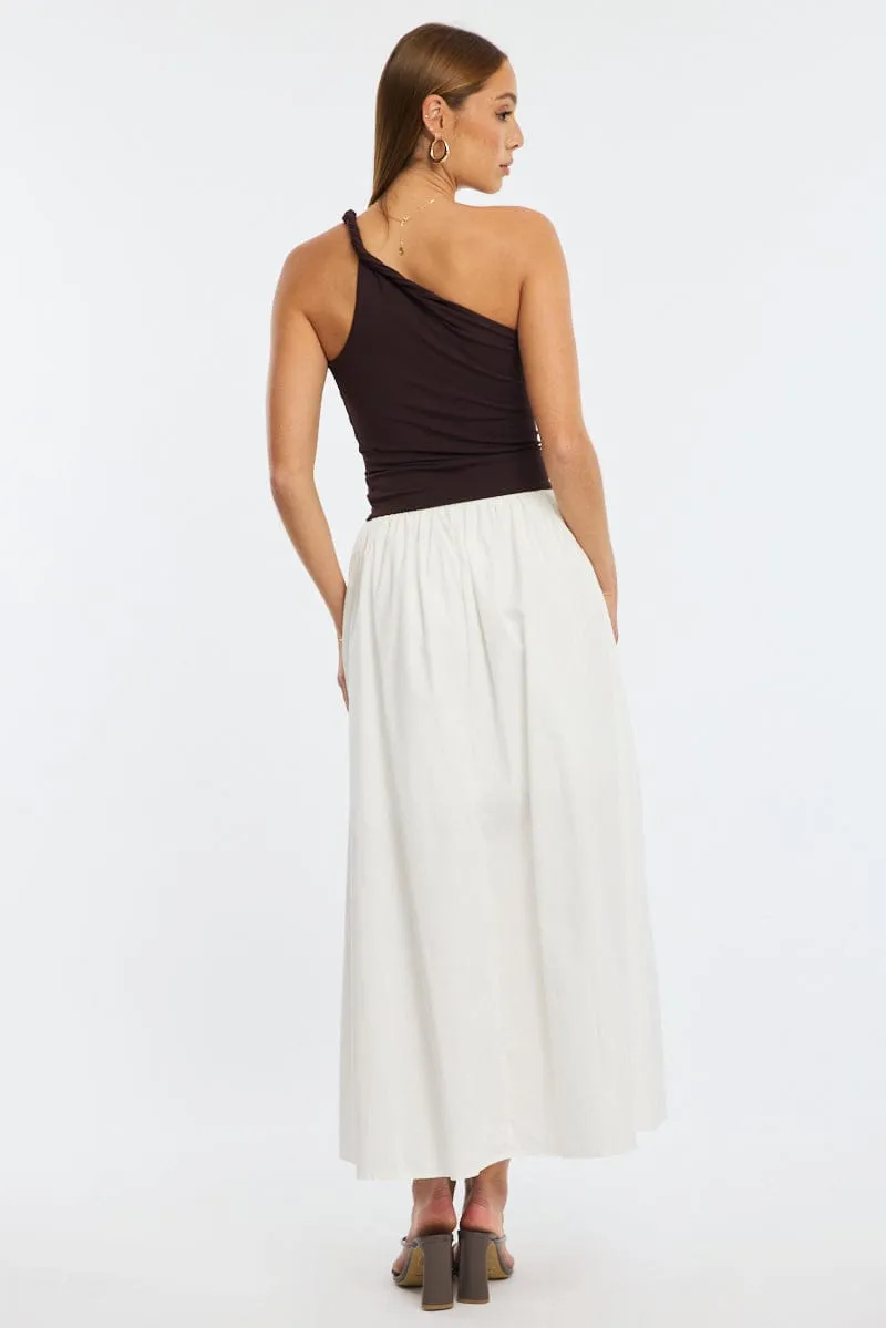 White Maxi Skirt High Rise A-line Volume Cotton sold by Ally Fashion product image thumbnail 5