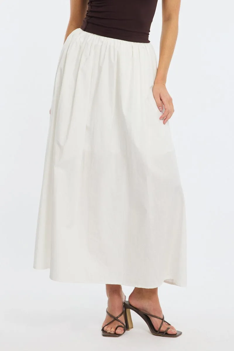 White Maxi Skirt High Rise A-line Volume Cotton sold by Ally Fashion product image thumbnail 2