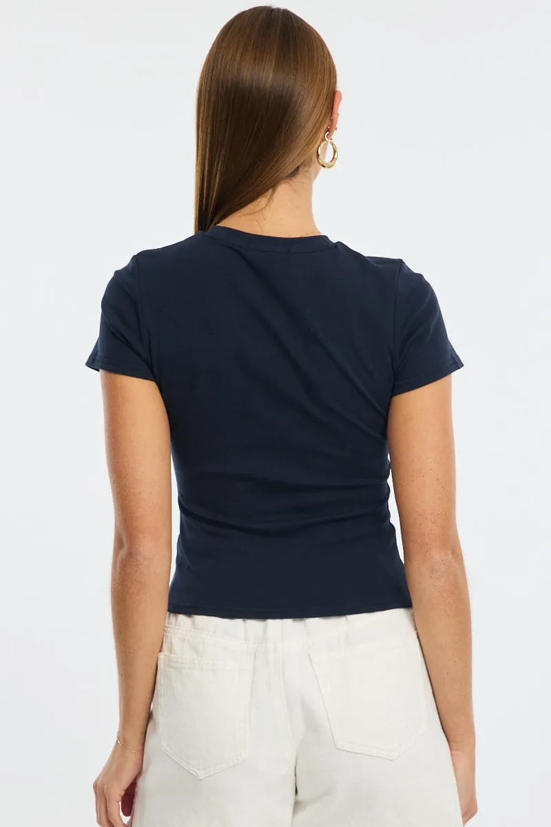 Blue Graphic Tee Short Sleeve sold by Ally Fashion product image thumbnail 4