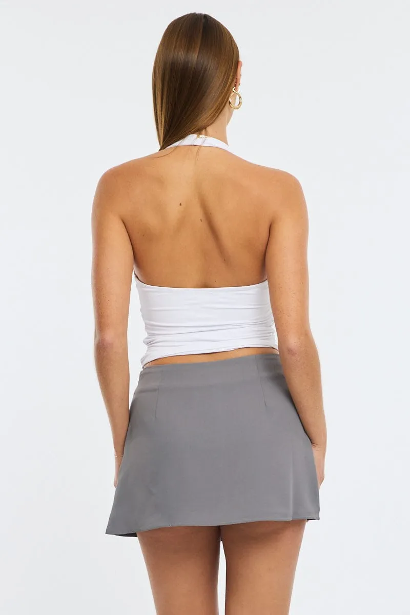 Grey Mini Skort Mid Rise Tailored Lined sold by Ally Fashion product image thumbnail 5
