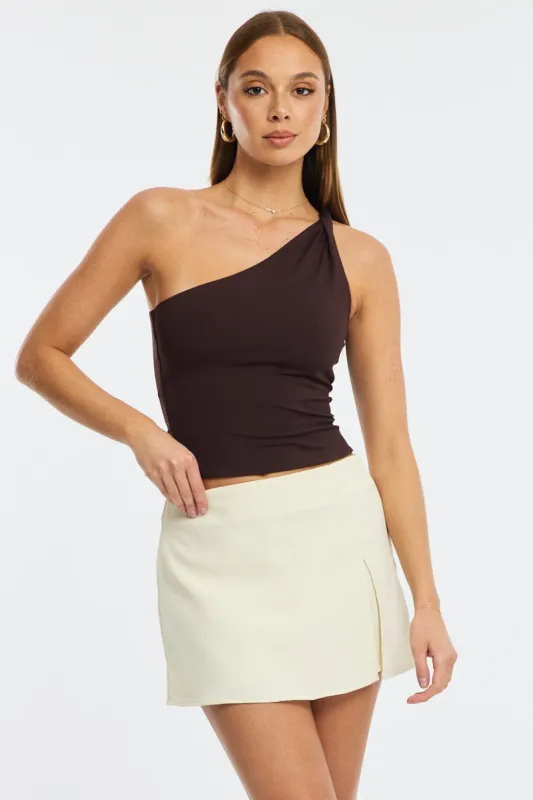 Yellow Mini Skort Mid Rise Tailored Lined sold by Ally Fashion