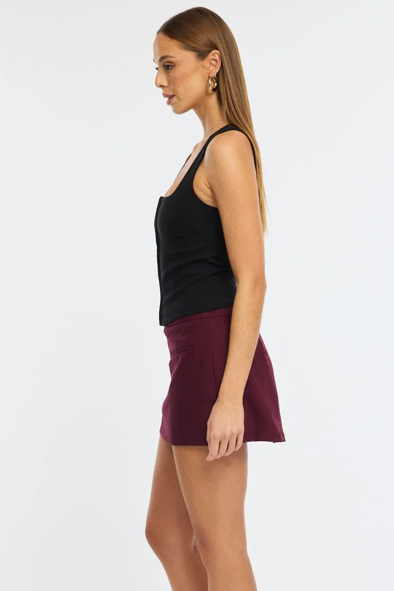 Red Mini Skort Skirt High Rise Pocket Detail Tailored sold by Ally Fashion product image thumbnail 4