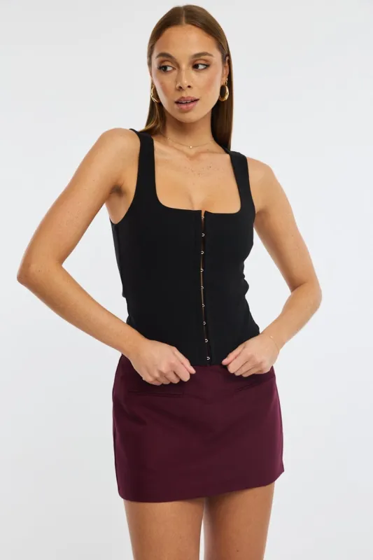 Red Mini Skort Skirt High Rise Pocket Detail Tailored sold by Ally Fashion