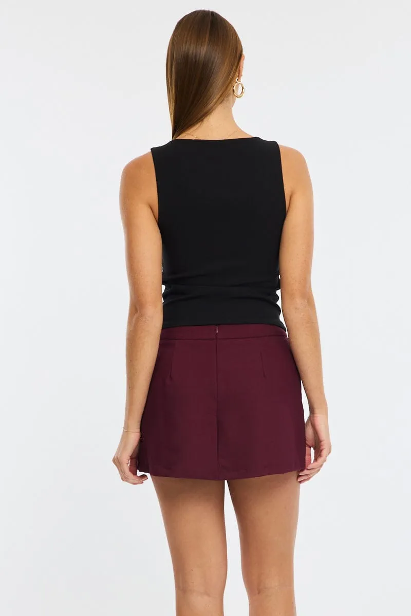 Red Mini Skort Skirt High Rise Pocket Detail Tailored sold by Ally Fashion product image thumbnail 5
