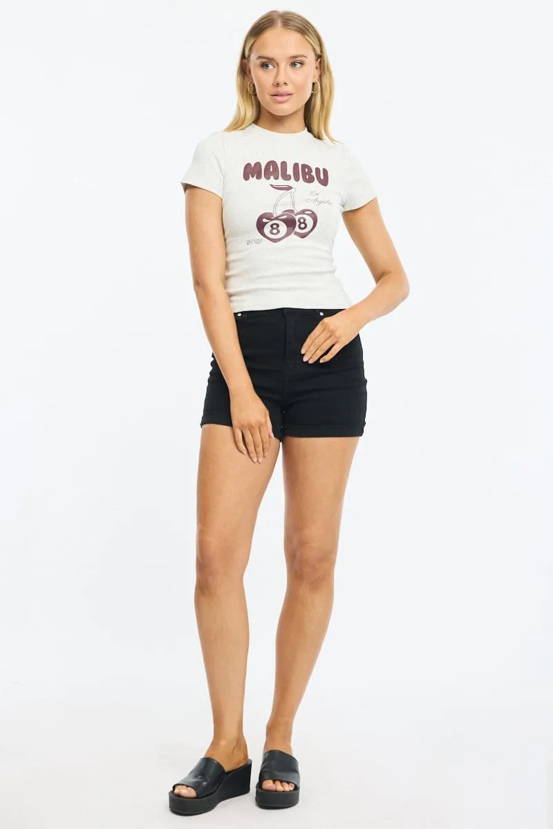 Grey Graphic Tee Short Sleeve sold by Ally Fashion product image thumbnail 2