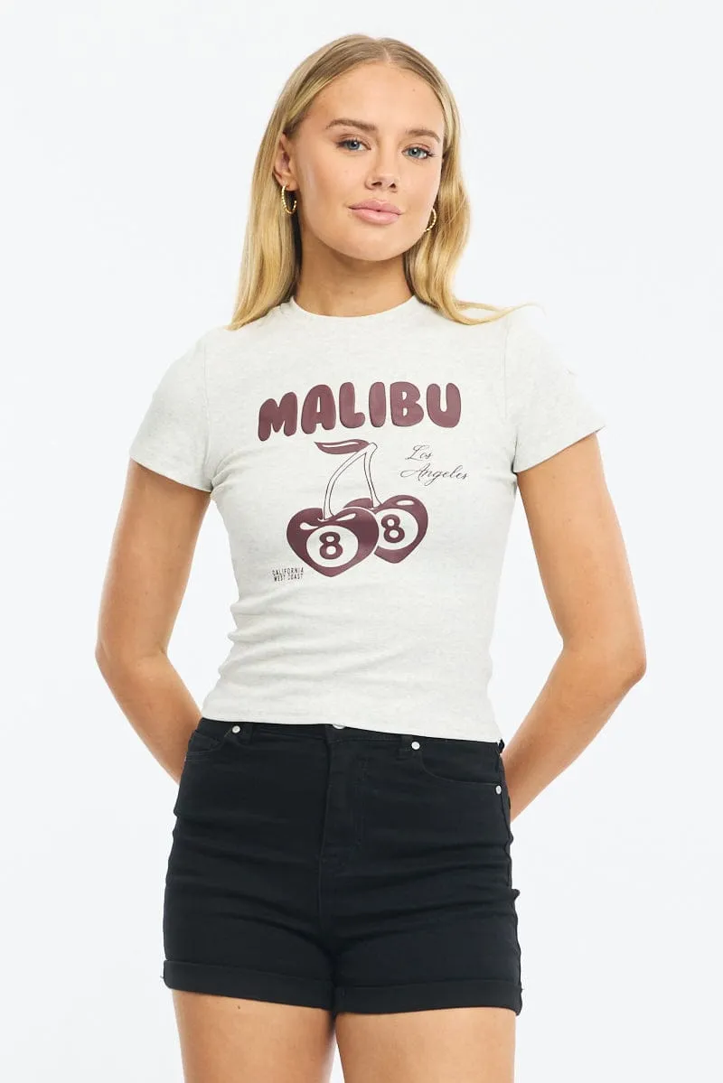 Grey Graphic Tee Short Sleeve sold by Ally Fashion