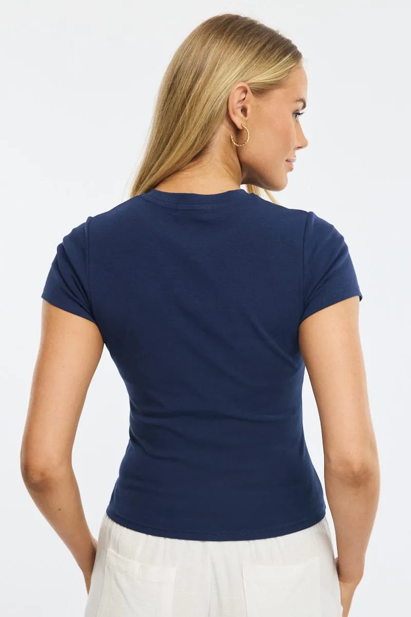 Blue Graphic Tee Short Sleeve sold by Ally Fashion product image thumbnail 4