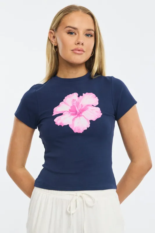 Blue Graphic Tee Short Sleeve sold by Ally Fashion