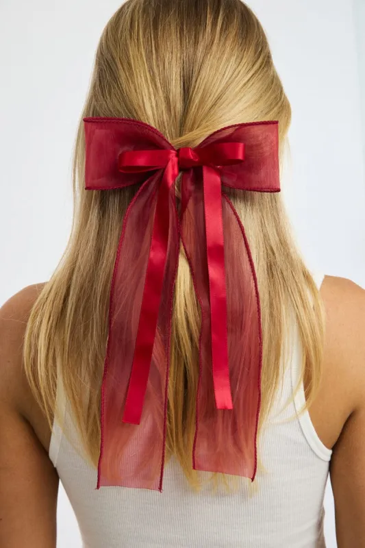 Red Organza Hair Bow sold by Ally Fashion