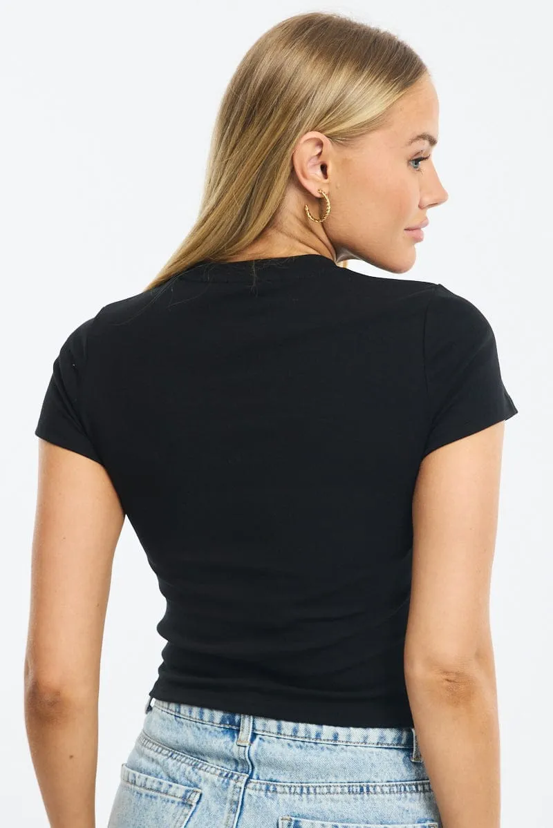 Black Graphic Tee Short Sleeve sold by Ally Fashion product image thumbnail 4