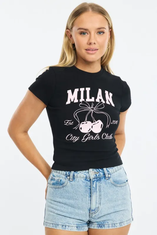 Black Graphic Tee Short Sleeve sold by Ally Fashion