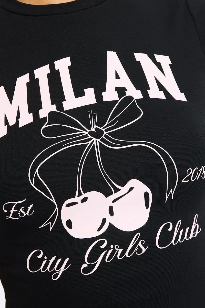 Black Graphic Tee Short Sleeve sold by Ally Fashion product image thumbnail 5